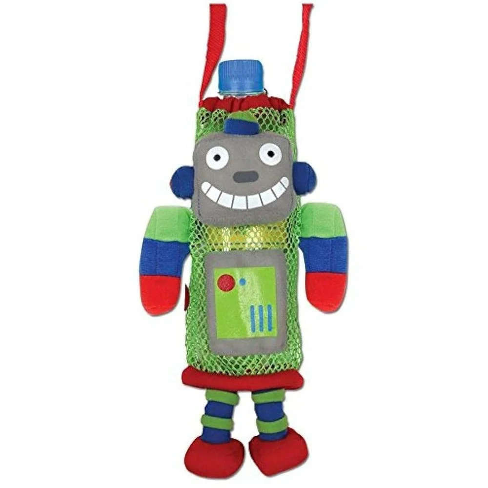 STEPHEN JOSEPH Bottle Buddy‎ Robot Water Bottle Holder Carrier Strap Mesh Quinn